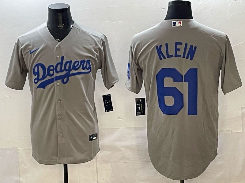 Men 2025 Nike Los Angeles Dodgers #61 Klein Grey Game MLB Jersey 01->los angeles dodgers->MLB Jersey